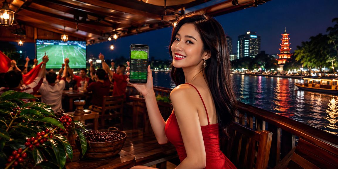 Người dùng Hà Nội xem thông tin thể thao trên điện thoại tại quán cà phê